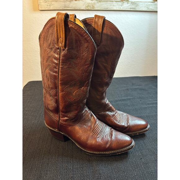 DAN POST VTG Mens Brown Leather Western Cowboy Boots Sz 9.5 D #233086/ 16625